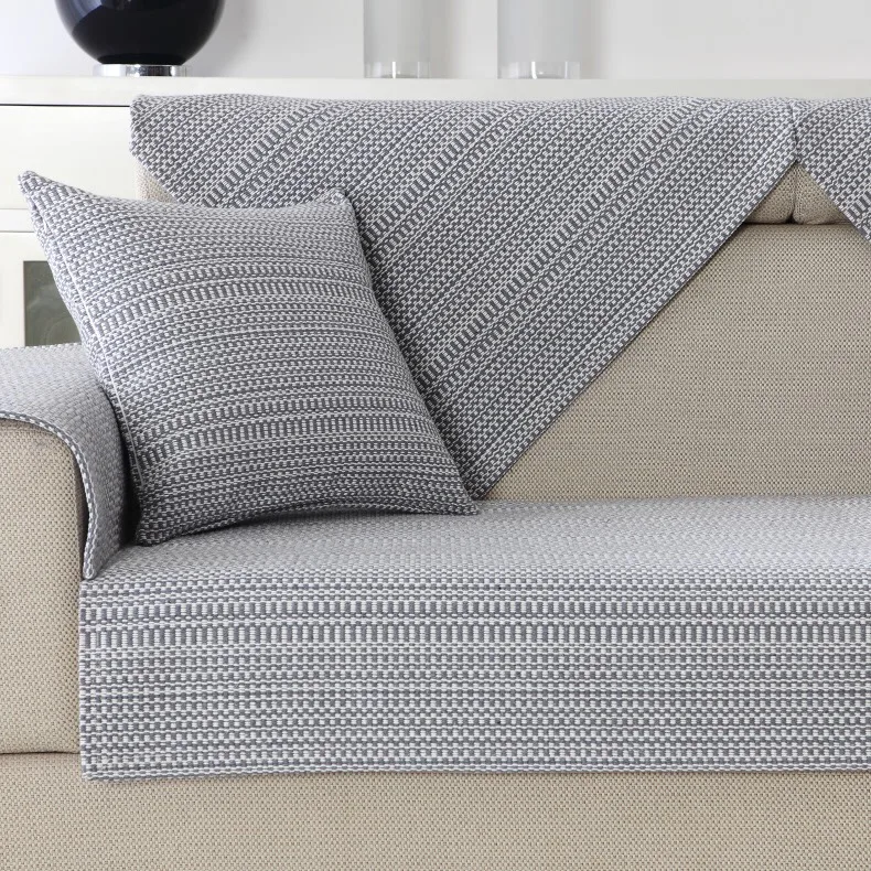 Heathered Grid Texture Woven Sofa Cover representative image