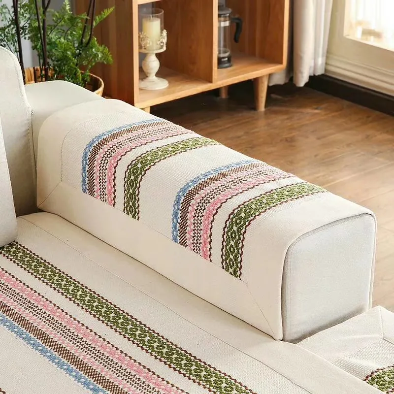 Ribbon Lace Stripe Woven Sofa Cover representative image