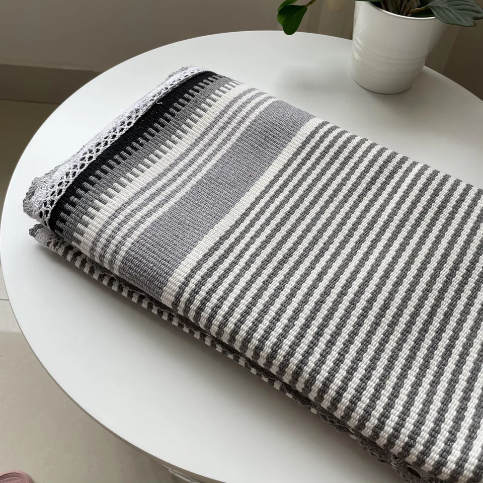 Heathered Pinstripe Texture Woven Rug representative image