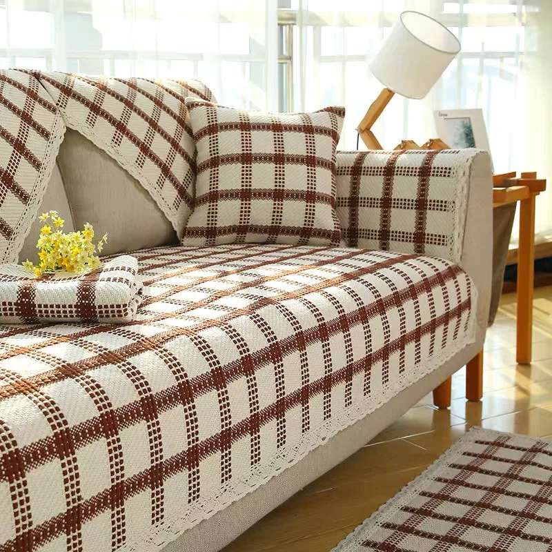 Textured Check Pattern Cushion Cover representative image