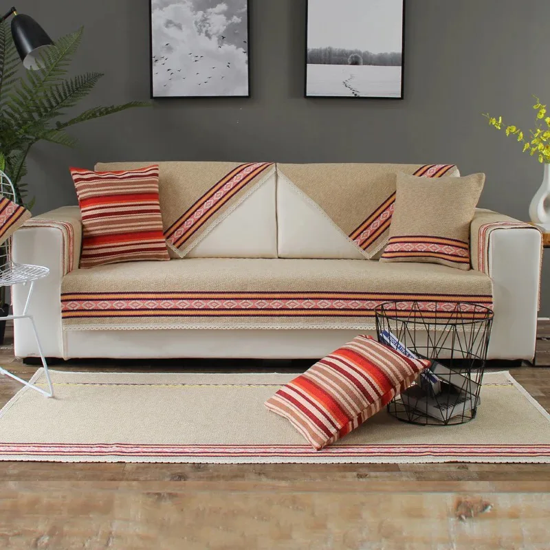 Decorative Side Border Woven Sofa Cover representative image