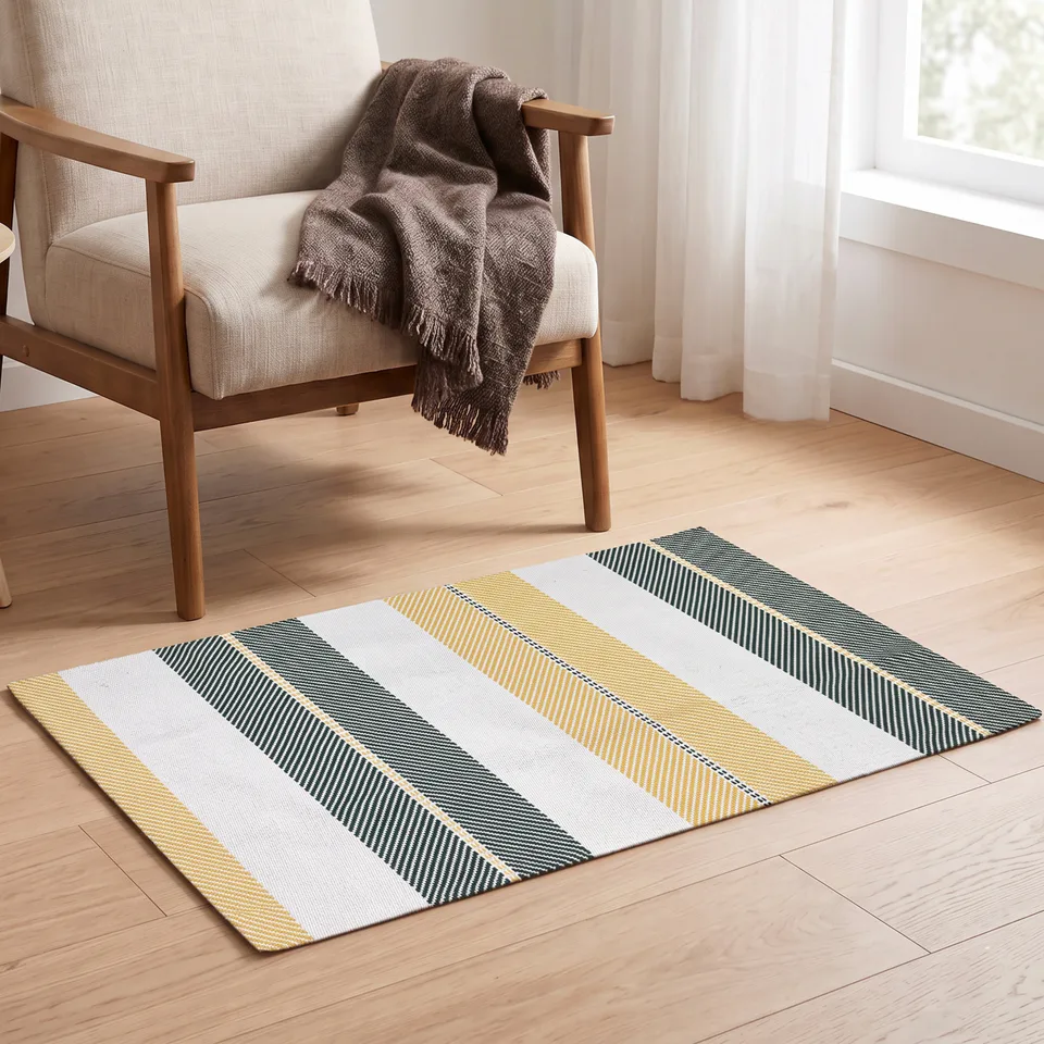 Textured Wide Stripe Woven Rug representative image