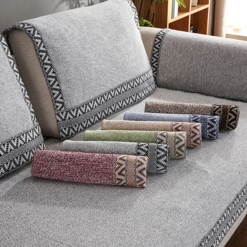 Coarse Heathered Texture Woven Sofa Cover representative image