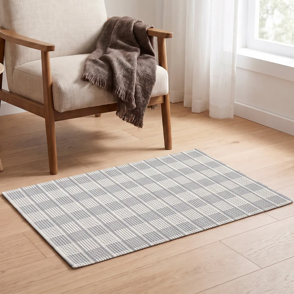 Alternating Grid Pattern Woven Rug representative image
