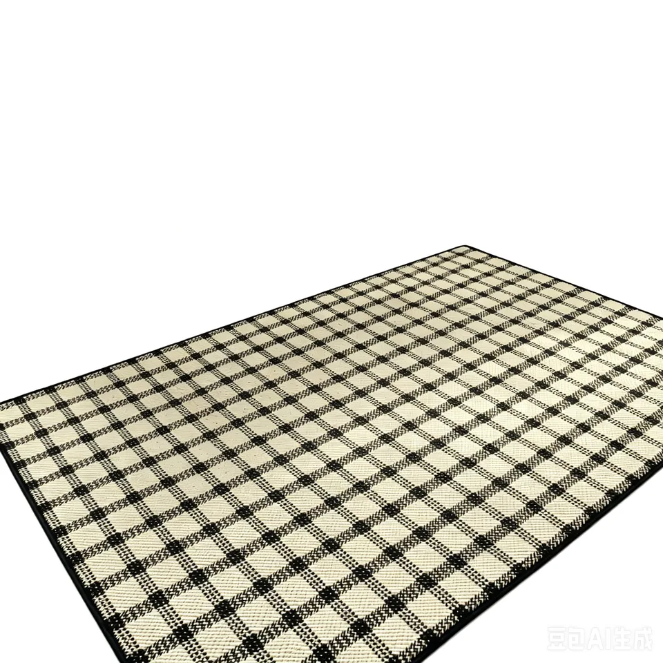 Textured Check Pattern Woven Rug representative image
