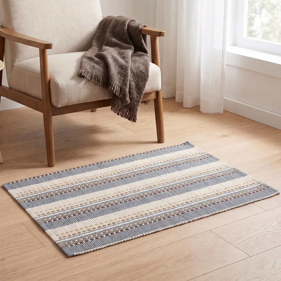 Textured Ticking Stripe Woven Rug main image