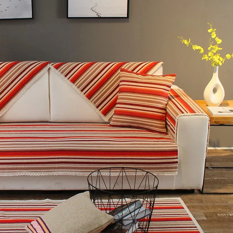Coarse Irregular Stripe Woven Sofa Cover representative image