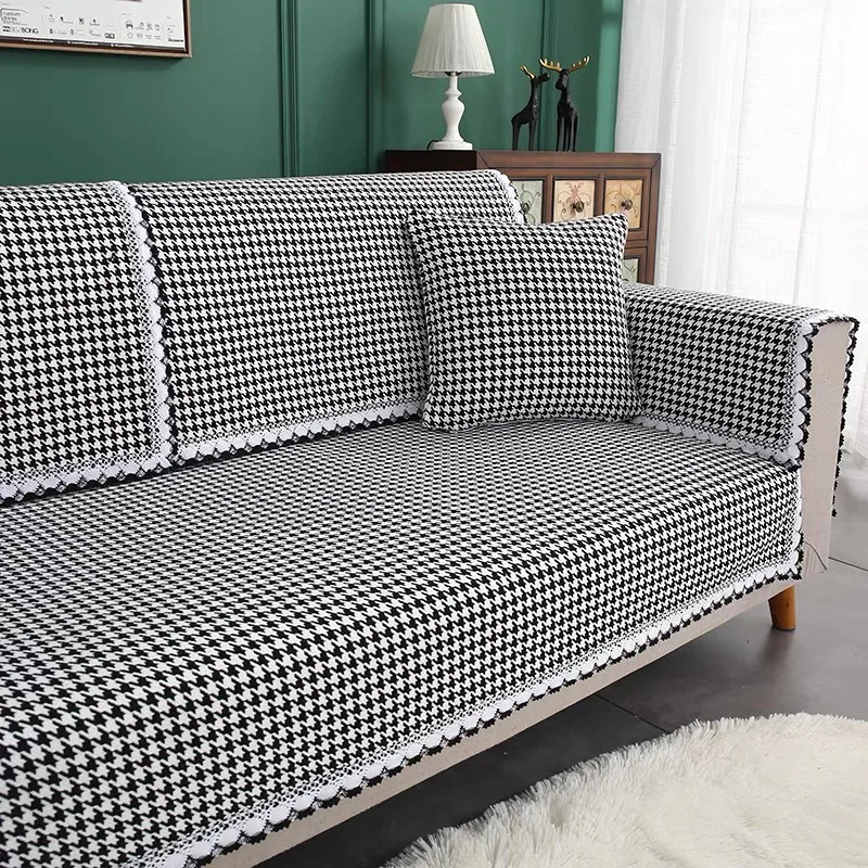 Tweed-like Checkerboard Woven Sofa Cover representative image