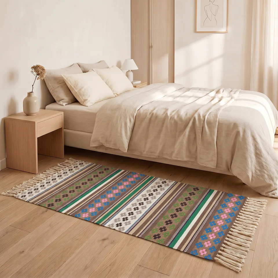Textured Irregular Stripe Woven Rug representative image