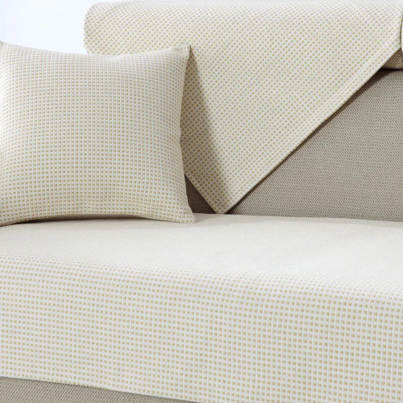 Coarse Textured Grid Woven Sofa Cover representative image