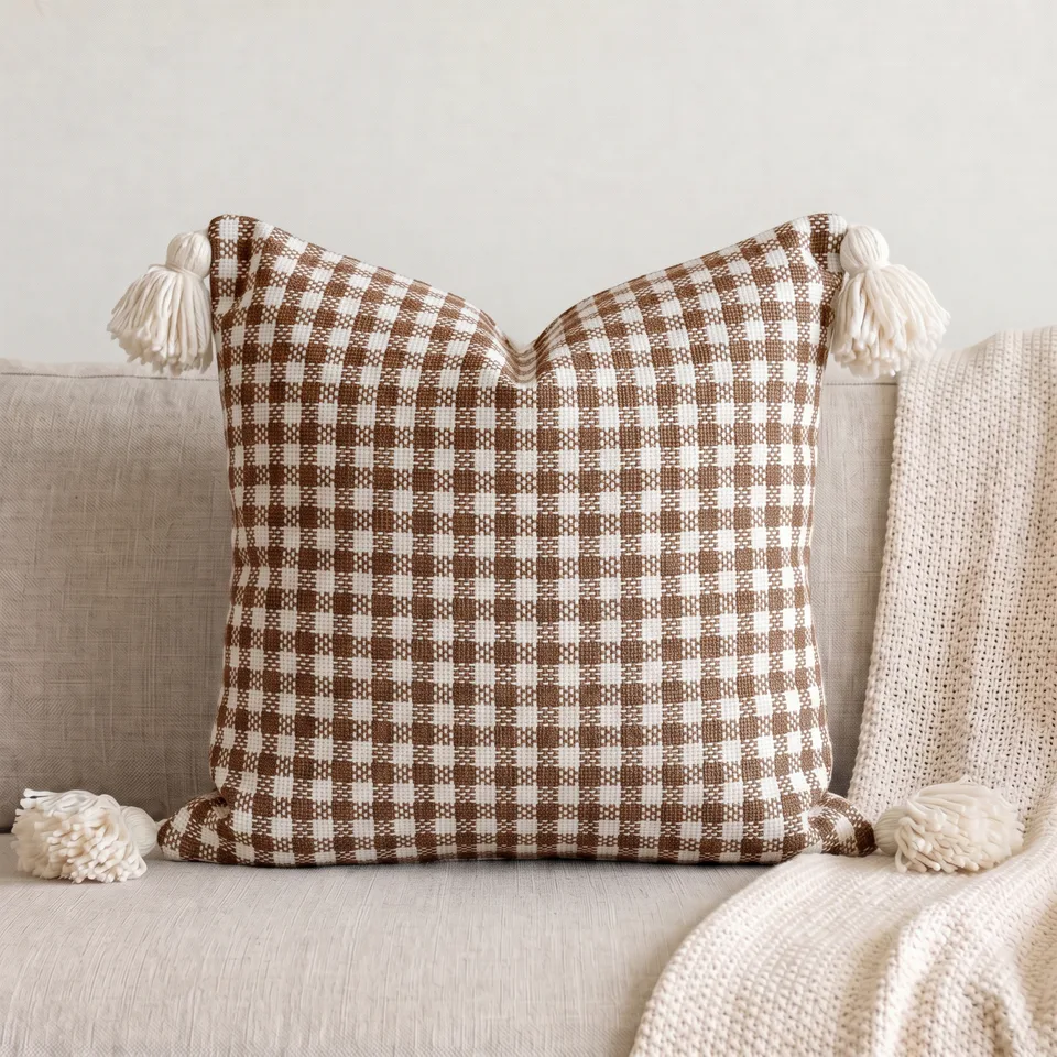 Heathered Check Pattern Cushion Cover main image