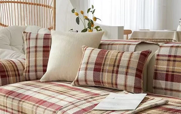 Large Textured Check Cushion Cover representative image