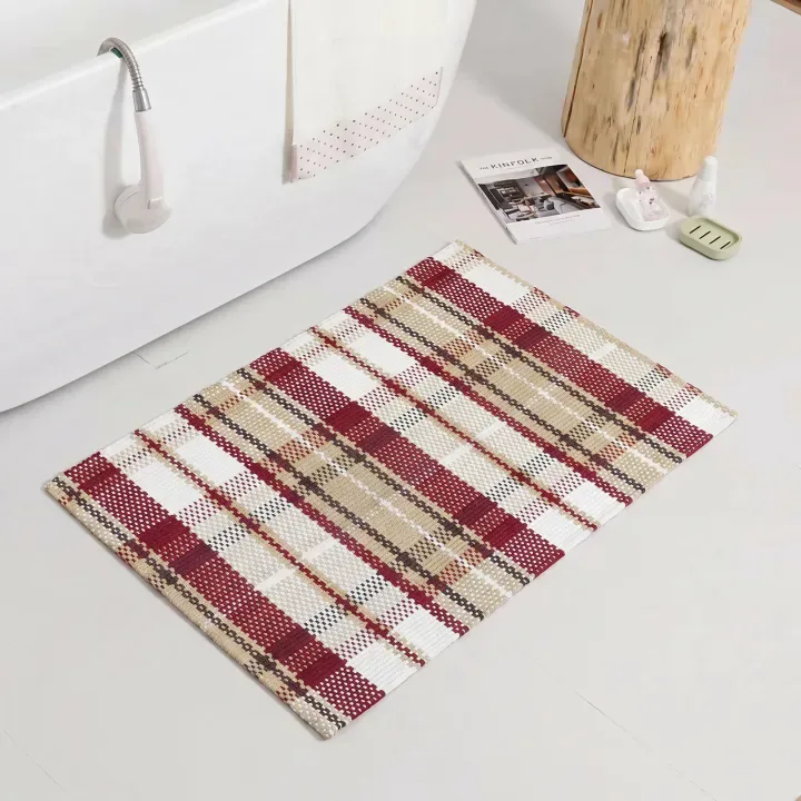Large Textured Check Woven Rug representative image