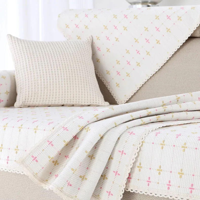 Small Cross Motif Woven Sofa Cover representative image