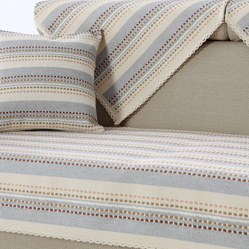 Textured Ticking Stripe Woven Sofa Cover representative image