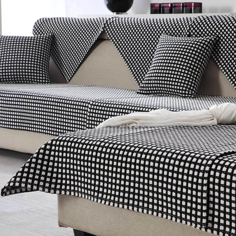Nubby Checkerboard Woven Sofa Cover representative image