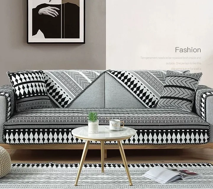 Bohemian Chevron Stripe Woven Sofa Cover representative image