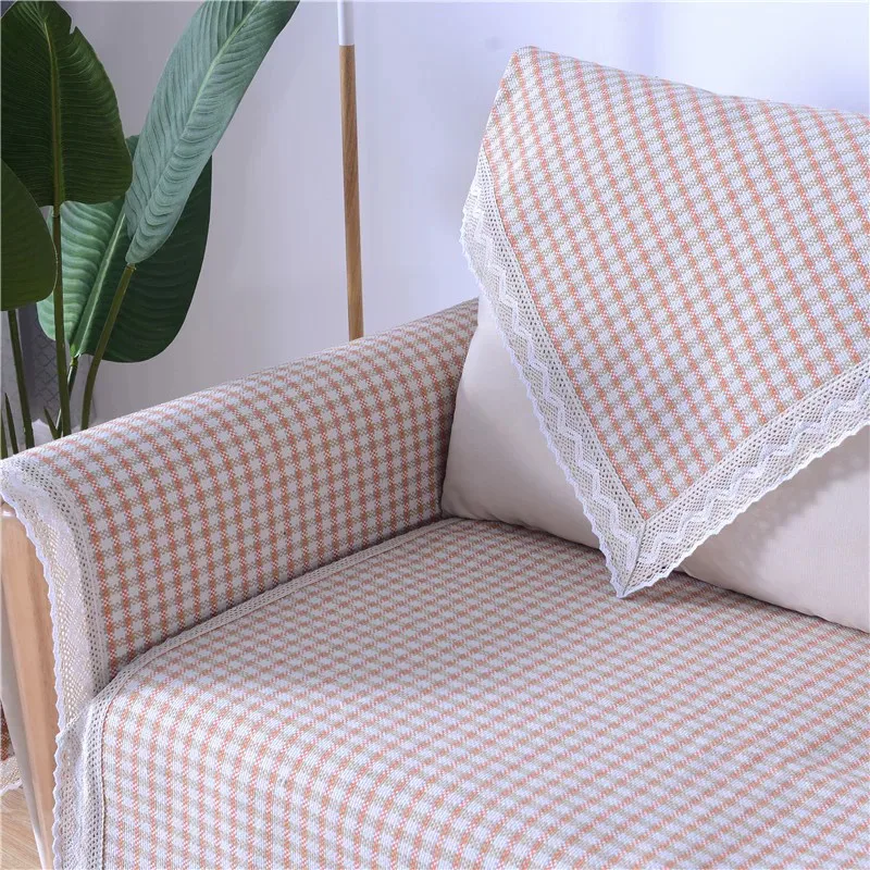 Tweed-like Check Pattern Woven Sofa Cover representative image