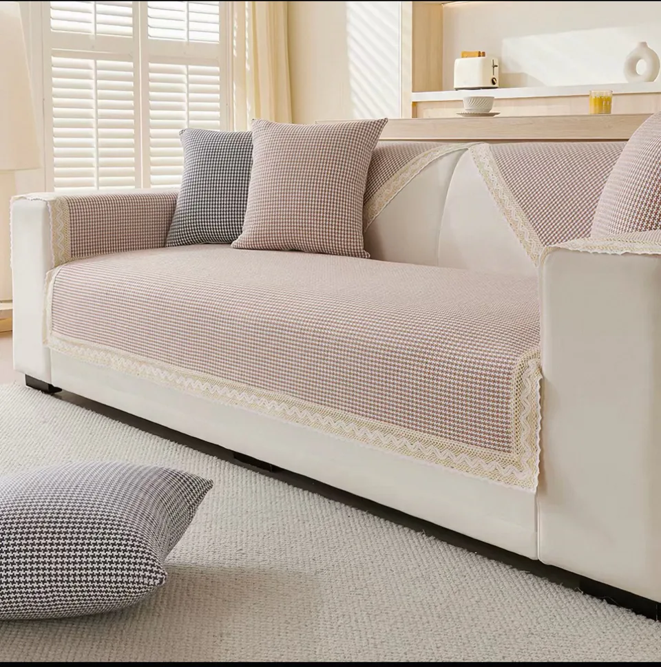 Coarse Basket-Weave Texture Woven Sofa Cover representative image
