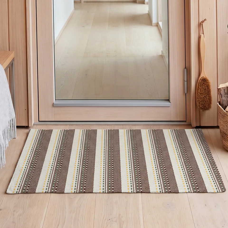 Textured Ticking Stripe Woven Rug representative image