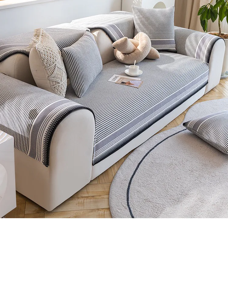 Heathered Pinstripe Texture Woven Sofa Cover representative image