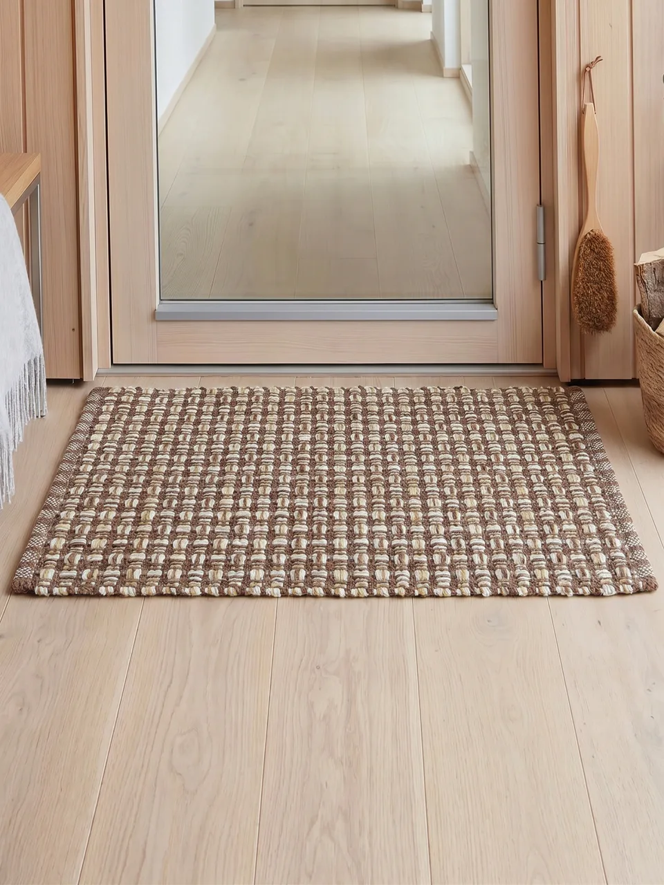Nubby Basket-Weave Pattern Woven Rug representative image