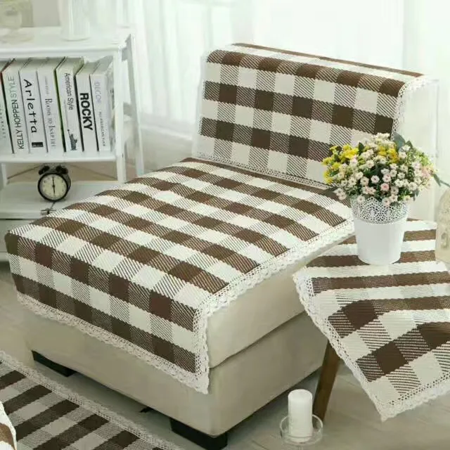 Coarse Check Pattern Woven Sofa Cover representative image