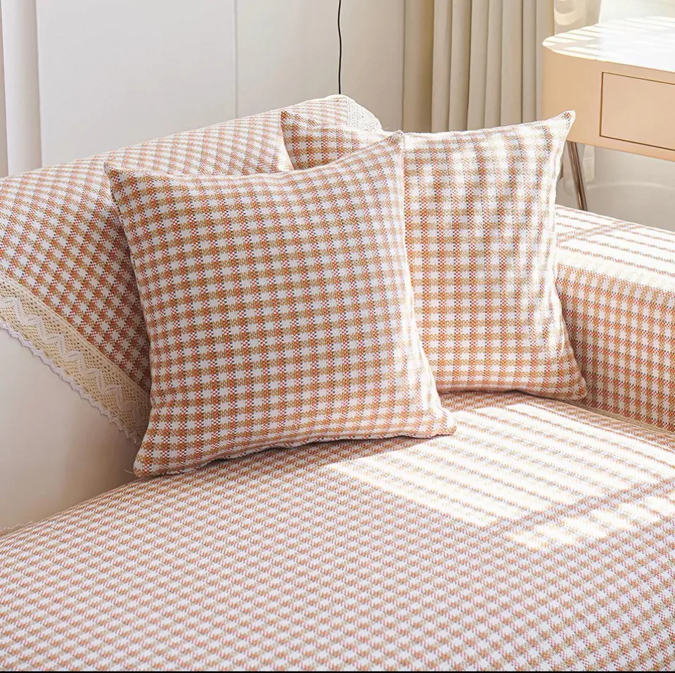 Heathered Check Pattern Cushion Cover representative image