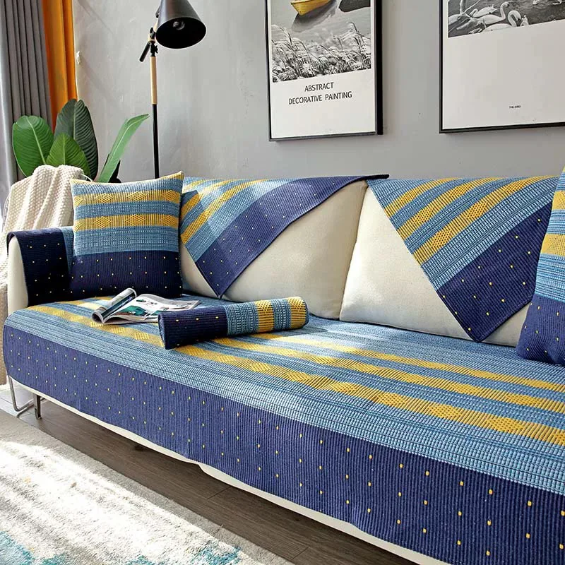 Mottled Irregular Stripe Woven Sofa Cover representative image