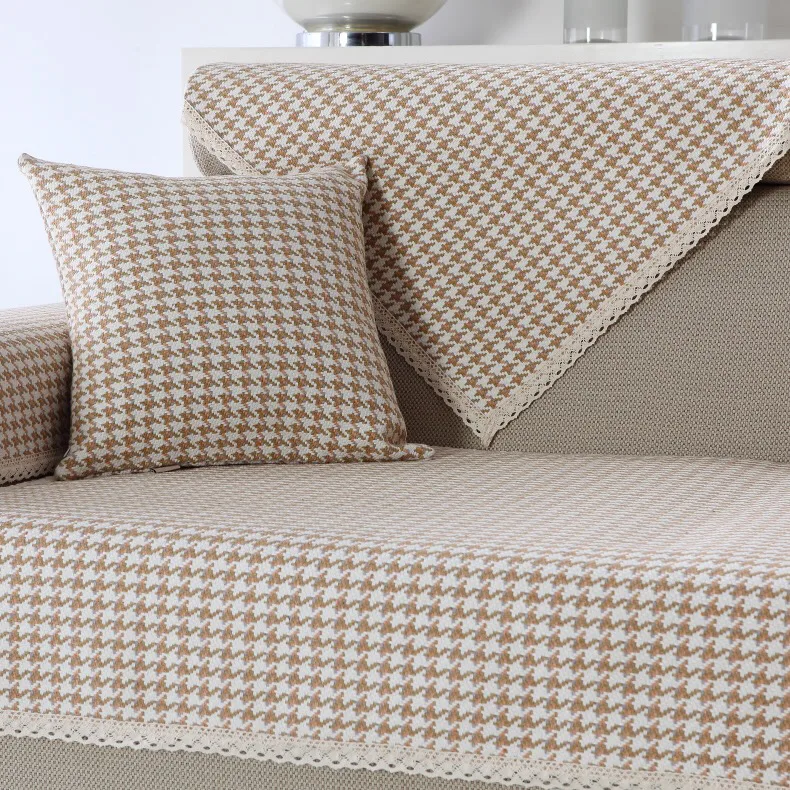 Tweed-like Check Texture Woven Sofa Cover representative image