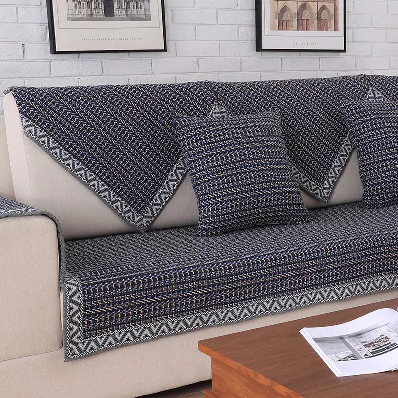Tweed-like Herringbone Woven Sofa Cover representative image